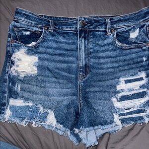 American Eagle Outfitters Blue Jean Shorts Distressed Frayed Hem